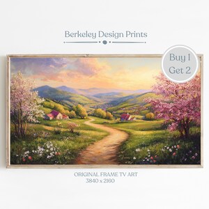Samsung Frame TV Art Springtime Garden Painting Farmhouse Landscape Art Cottage Country Oil Painting, Digital Download, Forest Cottage Decor