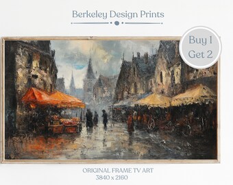 Oil Painting Samsung Frame TV Art Digital Wall Art For Frame Tv Vintage Oil Painting Digital Download  Vintage European Market Painting TV44