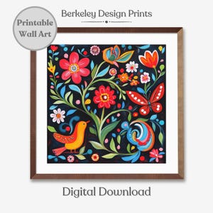Norwegian Printable Rosemaling Folk Art Print, Scandinavian Wall Art, Scandinavian Folk Art Pattern Digital Download, Swedish Folk Art Print