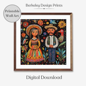 Printable Traditional Latin Folk-Art, Traditional Mexican Home Decor, Mexican Folk Art, Mexican Wall Art, Mexican Mural, Digital Download