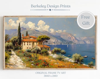 Italy Samsung Frame TV Art, Summer Amalfi Coast, Farmhouse Decor, Positano Village Art, Vintage Painting, European Art Digital Download TV44
