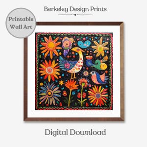 Printable Mexican Folk Art, Traditional Mexican Home Decor, Mexican Wall Art, Mexican Mural, Digital Download, Traditional Latin Folk-Art