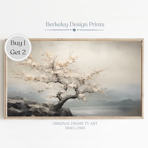 Wabi Sabi Wall Art Frame TV Art Spring In Japan Japandi Art Vintage Japanese Bonsai Tree Sakura Spring Instant Digital Download Art