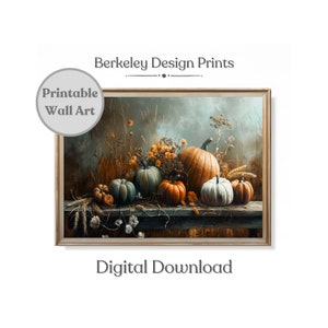 Erntedank Wandkunst, druckbare Kunst Herbst Bauernhaus, Herbst Kürbis Malerei, Herbst Wildblumen, Digitaldruck, rustikale Bauernhaus Dekor