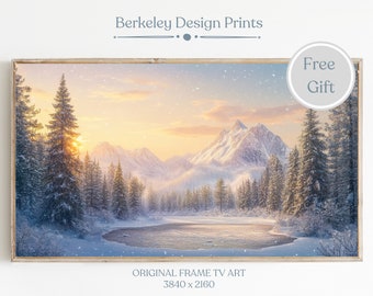 Frame TV Vintage Winter Pine Trees, Winter Landscape Frame TV Art, Farmhouse Christmas Art,  Holiday Decor Digital Download, Christmas Tree