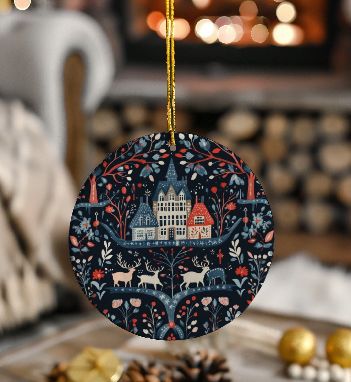 Nordic Folk Art Christmas Tree Ornament Vintage Scandinavian Christmas Gift Swedish Folk Art Norwegian Christmas Home Decor European Gifts