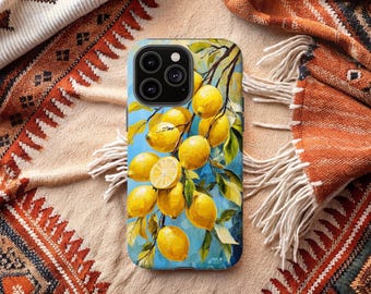 Cute Summer Lemon iPhone Case, Gift for Nature Lovers, Fruit Phone Case For iPhone 17 16 15 14, Galaxy S25 S24 S23 Matte/Glossy
