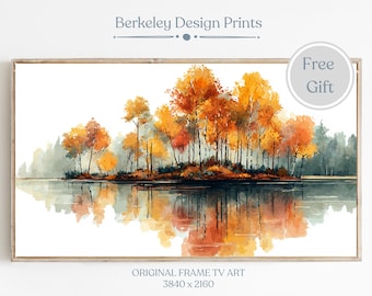 Herbst Samsung Rahmen TV Kunst, Herbstbäume, Vintage Aquarell-Stil, digitaler Download, warm getönten Kunst Herbstlaub Kunst Herbst Landschaft TV Art