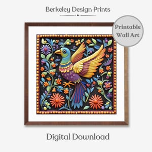 Printable Mexican Folk Art, Mexican Mural, Traditional Mexican Home Decor, Digital Download, Traditional Latin Folk-Art, Mexican Wall Art