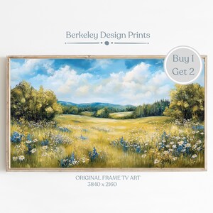 Frame TV Art Spring Blue Flowers Meadow, Frame Tv Art Wildflower Field, Wildflower TV Art for Samsung, Frame Tv, Instant Digital Download