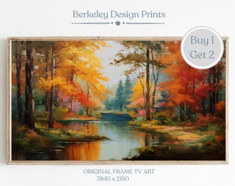 Herbst Samsung Rahmen TV Kunst, Herbstbäume, Vintage Ölgemälde, digitaler Download, warme getönte Kunst, Herbstlaub Kunst, Herbstlandschaft TV Kunst