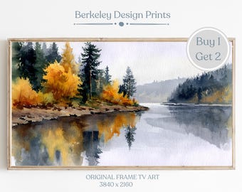 Herbst Samsung Rahmen TV Kunst, Herbstbäume, Vintage Aquarell-Stil, digitaler Download, warm getönten Kunst Herbstlaub Kunst Herbst Landschaft TV Art