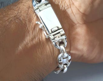 14 Mm Handmade 999 Silver Anchor Bracelet: Heavy Link Chain - Etsy