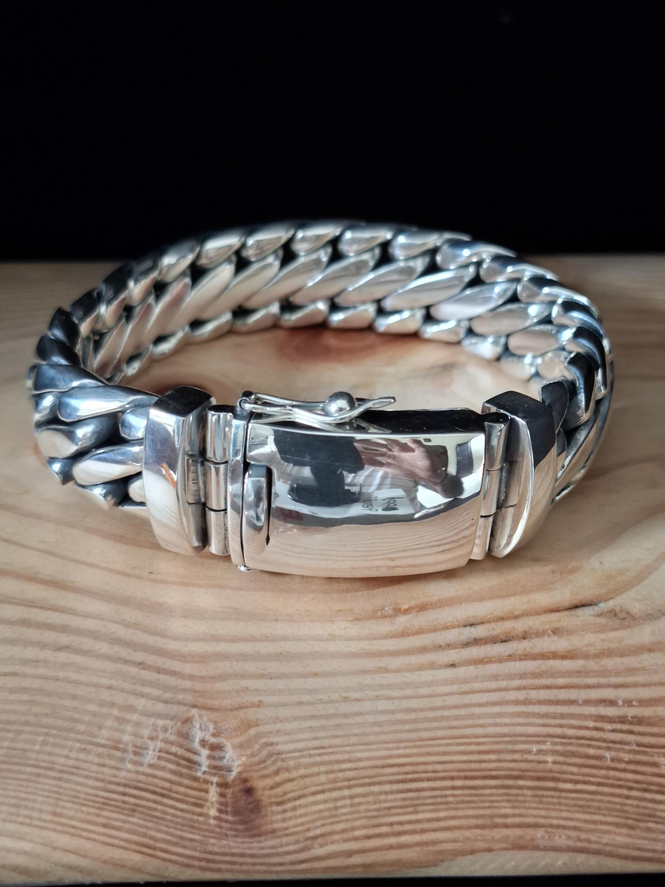 Heavy Solid Silver 999 Biker Bracelet - 18mm Snake Chain - Etsy