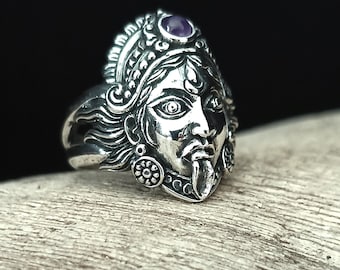 Goddess Ring, Kali puja, Hindu goddess jewelry, Handmade gifts.