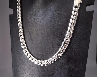 Men's 999 Fine Silver Curb Chain Necklace: Handmade Biker Jewelry