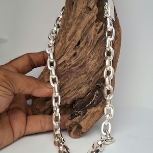10 mm achor chain, Peperclip silver Necklace, 999 silver Necklace, handmade jewelry.