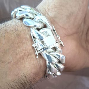 20 mm Curb silver Bracelet, 999 silver chains, Heavy silver jewelry, Gifts for men&#39;s