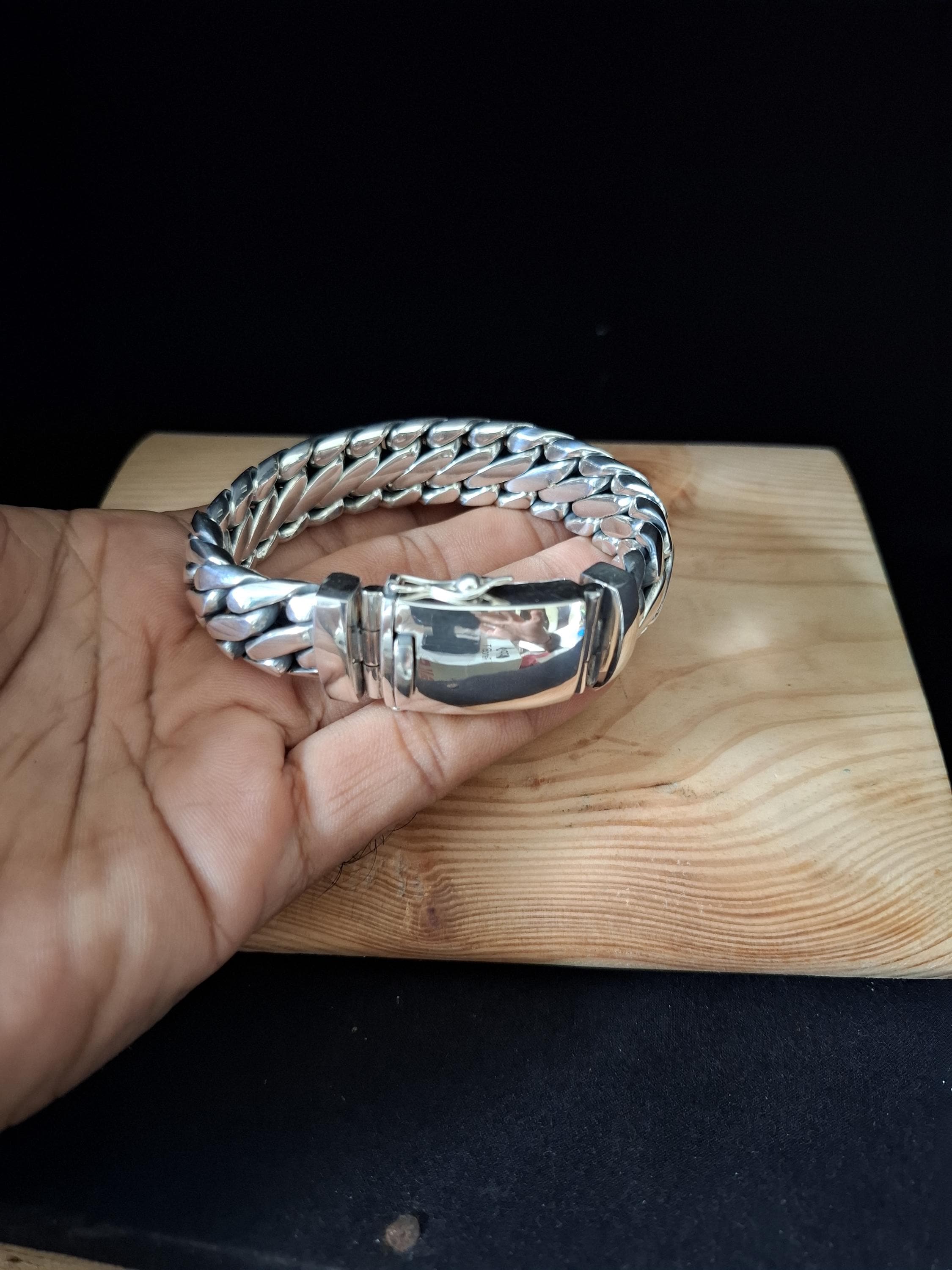 Heavy Solid Silver 999 Biker Bracelet - 18mm Snake Chain - Etsy