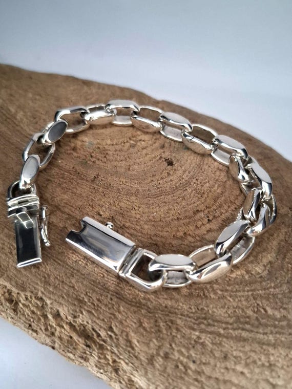 Men's 999 Silver Anchor Chain Bracelet, Heavy Biker Jewelry - Etsy