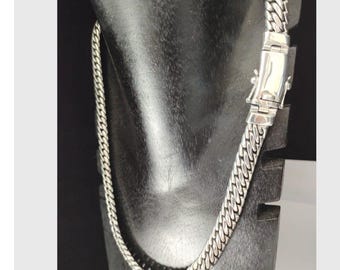 Heavy Solid Silver 999 Snake Chain Necklace - 14mm Biker Jewelry