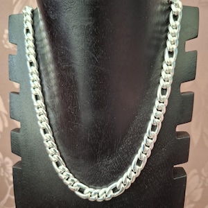 8 mm Figaro chain, Men silver Necklace, handmade jewelry.