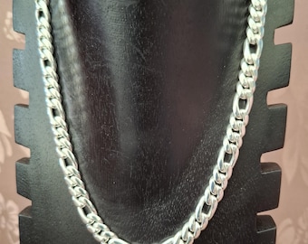 8 mm Figaro chain, Men silver Necklace, handmade jewelry.