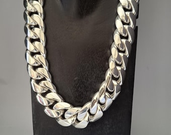 25 mm Heavy 999 Solid Silver Curb Chain Necklace - Men's Biker Jewelry
