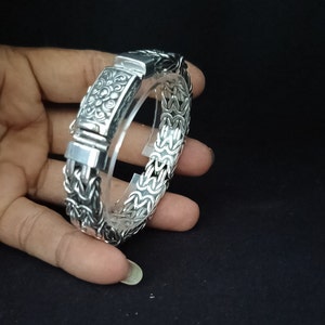 14 mm men silver bracelet, Byzantine Chain, handmade jewelry, gifts for men.