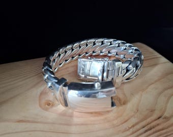 Buy Heavy Solid Silver 999 Biker Bracelet 18mm Snake Chain