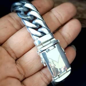 Mens Curb silver Bracelet, 999 silver chains, Gifts for men&#39;s