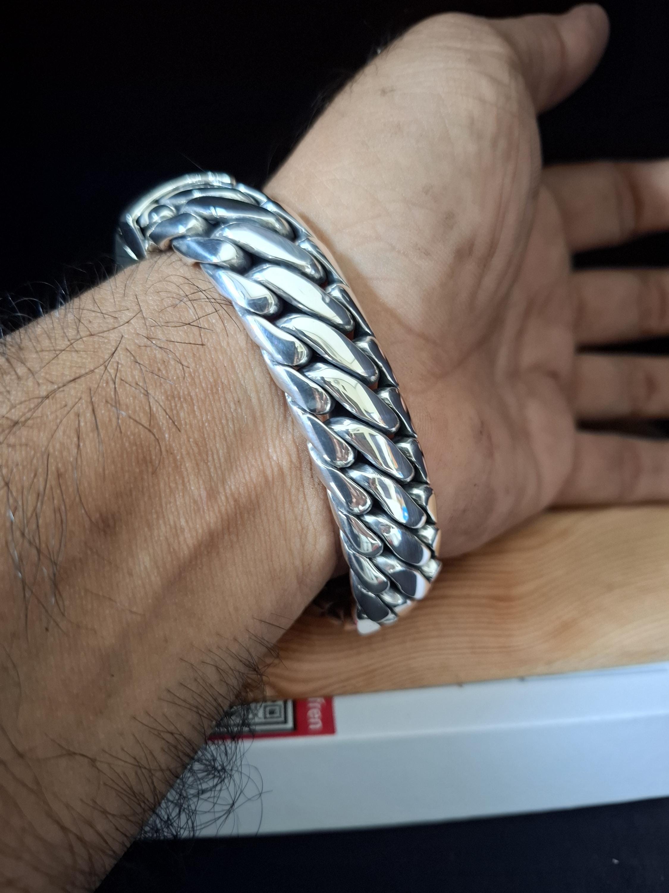 SILVER925 SUPER HEAVY BELT BRACELET/シルバー Heavy Solid Silver 999 Biker Bracelet - 18mm Snake Chain - Etsy