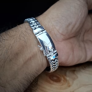 12 mm mens bracelet, 999 silver chains, personalized jewelry.