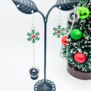 Snowflake Earplugs Earrings for Loops or AirPod Earbuds Holder, Hypoallergenic Earrings for Autism, ADHD, Anxiety, Moms, Crowds, Concerts