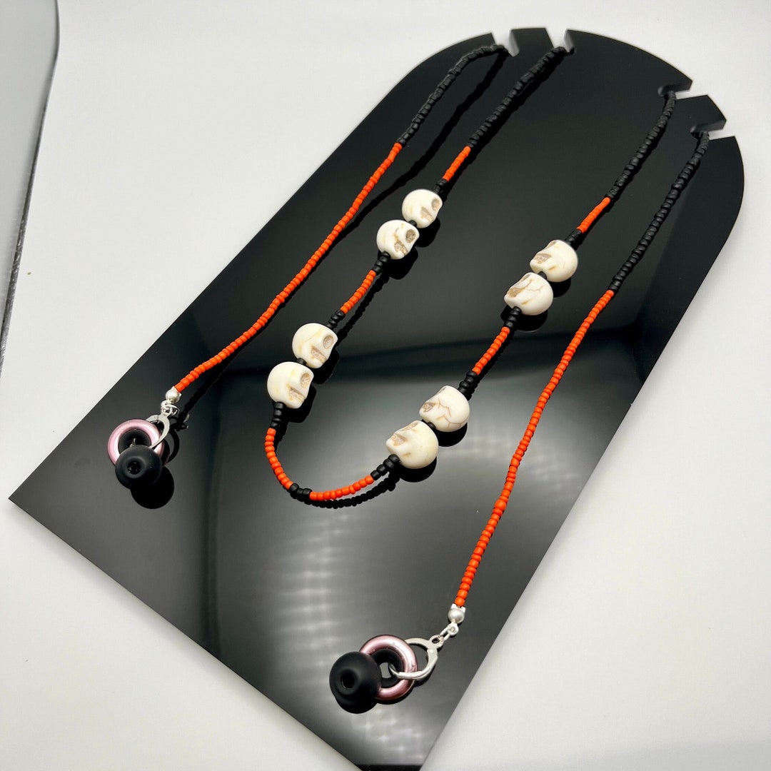 Halloween Skull Beaded Necklace for Loop Earplug or AirPod Etsy