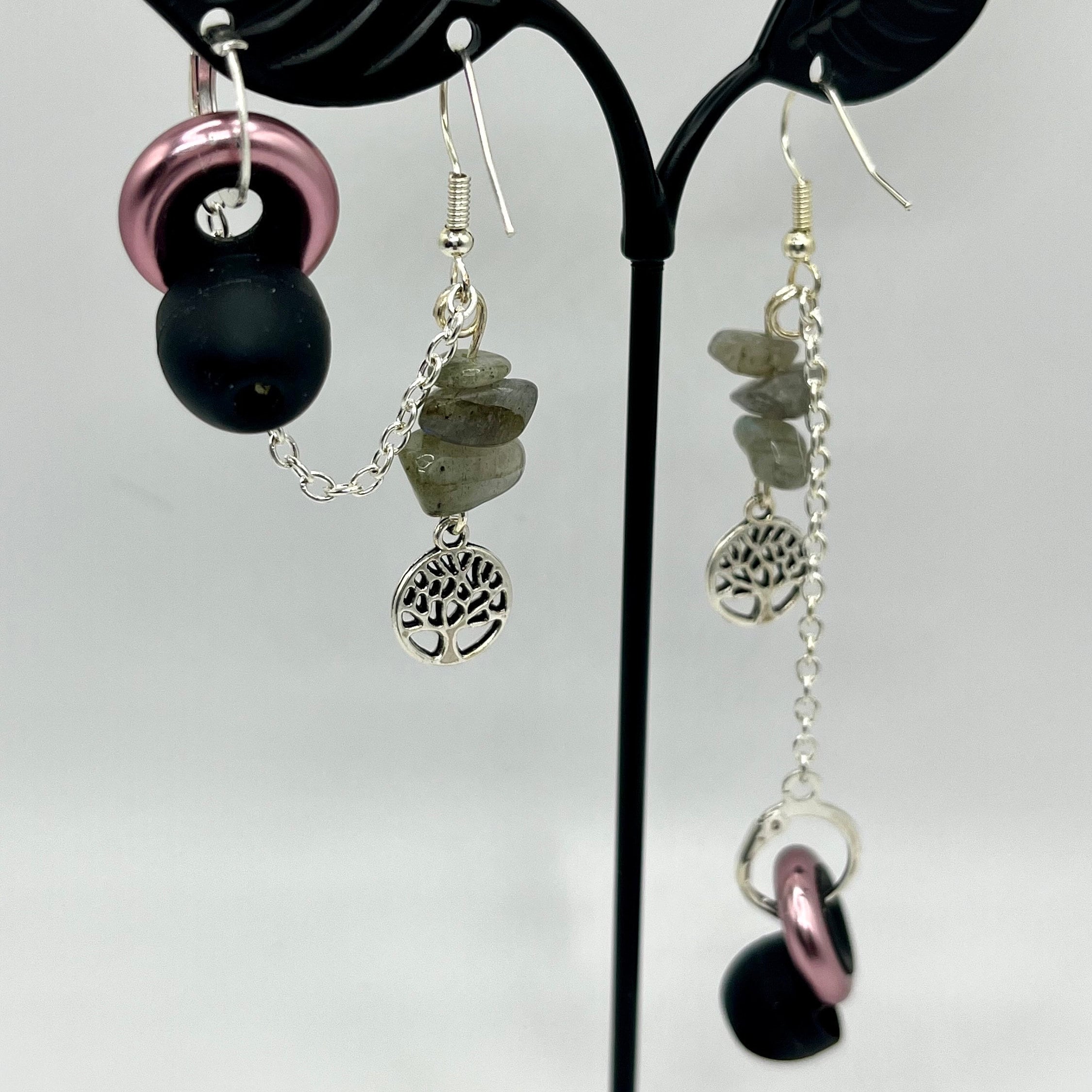 Labradorite Bodhi Tree of Life Loop Earplug or AirPod Earbud Earrings ...