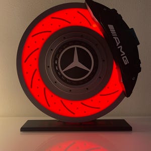 Lámpara LED de disco de freno Mercedes-AMG / Decoración de alto rendimiento para coche / Lámpara de escritorio y garaje para coche / Lámpara LED impresa en 3D
