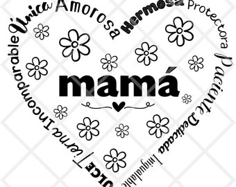 Heartfelt phrase design for Mother&#39;s Day in Spanish, Spanish designs of phrases for mom, simple designs for Mother&#39;s Day