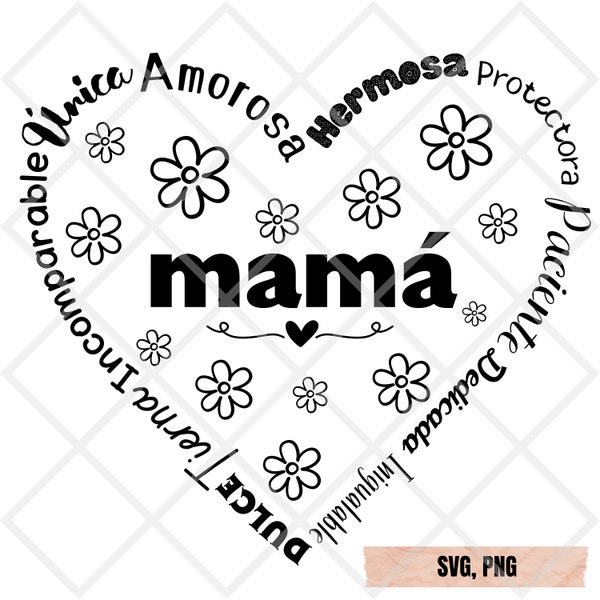 Diseño de frases corazón para el día de las madres en español, diseños en español de frases para mama, diseños simples para el dia de mama