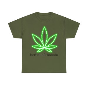 Herbal Aficionado Neon Geen Leaf Unisex Heavy Cotton Tee