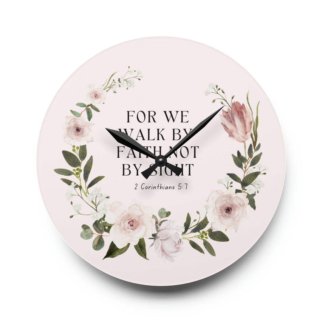 Bible Verse Decor, Bible Verse Wall Clock, 2 Corinthians 57 Art, Pink