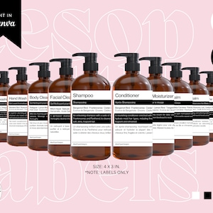 Luxury Aesop Inspired Customizable Soap Bottle Labels Shampoo Conditioner Body Wash Hand Soap Lotion Alcohol 500 ml 16.9 fl oz