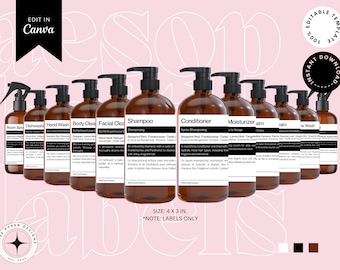 Lyxiga Aesop-inspirerade anpassningsbara tvålflasketiketter Schampo Balsam Duschkräm Handtvål Lotion Alkohol 500 ml 16.9 fl oz