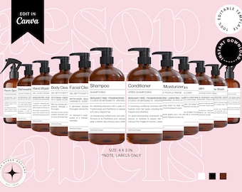 Lyxiga Aesop-inspirerade anpassningsbara tvålflasketiketter Schampo Balsam Duschkräm Handtvål Lotion Alkohol 500 ml 16.9 fl oz