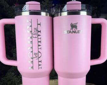 Nombres personalizados para niños: Taza Stanley personalizada, vaso floral para mamá, regalo con nombre personalizado, regalo para el Día de la Madre, regalo para mamá, abuela, de parte de los niños.
