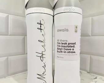 Botella de agua Owala personalizada: FreeSip de acero inoxidable grabada, 24-40 oz