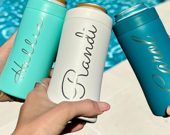 Personalized Can Cooler, Stainless Steel Insulated Holder Fits 12 oz Cans, Slim Cans, and Bottles BRRWare BRRHolder, bachelorette gift
