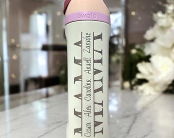 Nomi personalizzati per bambini - Bicchiere Owala personalizzato, Bicchiere floreale per la mamma, Regalo con nome personalizzato, Regalo per la festa della mamma, Regalo per mamma, mamma, nonna da bambino