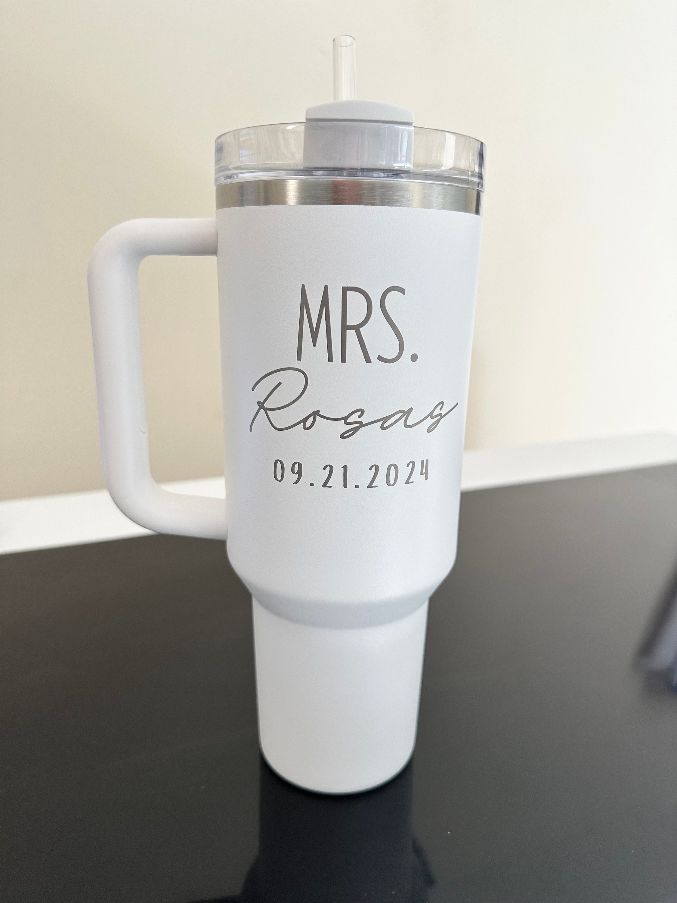 Personalized Wedding Tumbler for Couples | 40oz Insulated Drinkware, Bridesmaid Proposal Gift, Durable Stainless Steel Tumbler with Handle