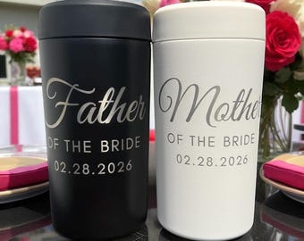 Personalized Parent of the Bride/Groom Can Cooler: Engraved FrostBuddy Universal Beverage Holder